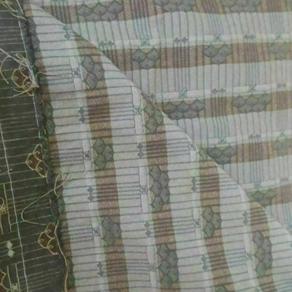 CUSTOM Mid-Century Statement Drapery Curtain Panels Green Gold 86" Long - Picture 5 of 12